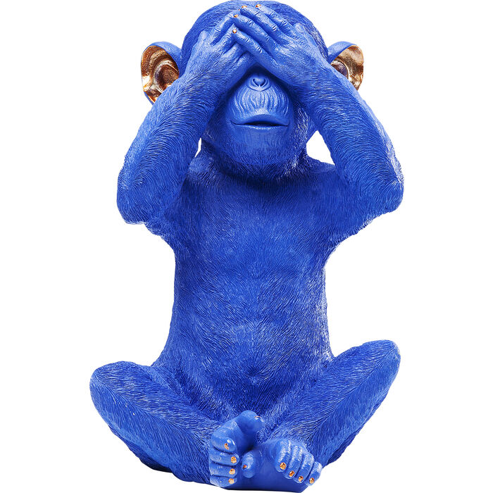 61782 Spardose MONKEY MIZARU Polyresin Blau 23,5x22,5x34,5cm
