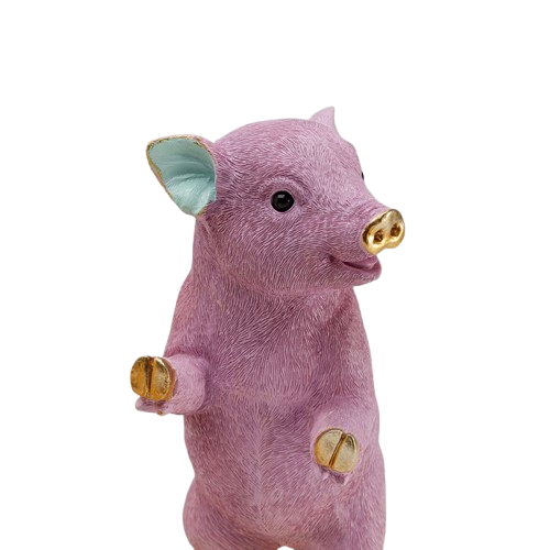 KARE-56708-detail-a-700x700-removebg-preview Deko Buchstütze PIG PARTY Polyresin Pink Gelb handgearbeitet Unikat 15x12,8x29,5cm