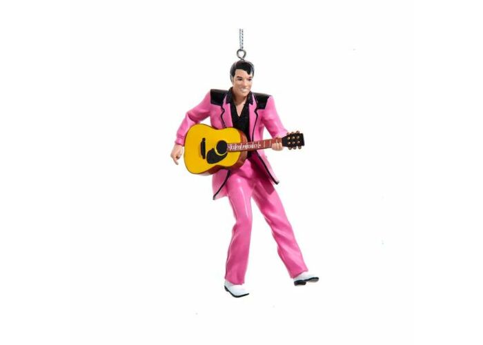 Weihnachtshänger ELVIS IN PINK SUIT mit Gitarre PVC Pink 2,8x7,6x12,7cm