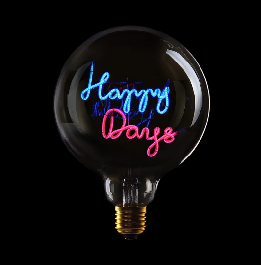Screenshot-2025-02-03-104927 LED Globebirne mit Schriftzug HAPPY DAYS Rauchglas 2,5W G125 E27 12,5x12,5x17,2cm