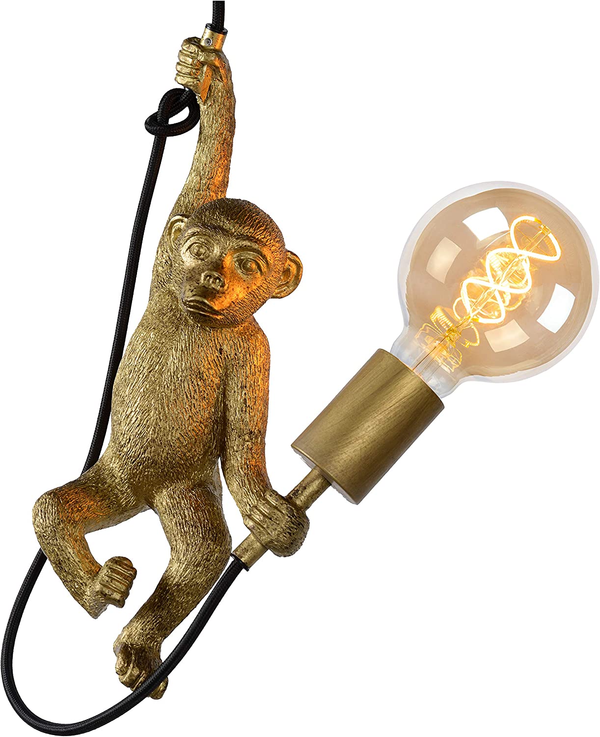 61438_4 Pendelleuchte EXTRAVAGANZA CHIMP Kunststoff E27 Schwarz Gold 17,6 x17,6x174,5cm