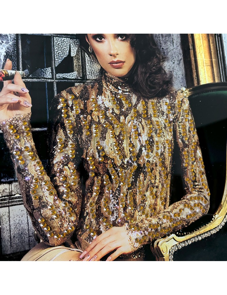 Glasbild DANGEROUS WOMAN inkl. Rahmen mit Reliefeffekt Strass 4x120x80cm Glasbild DANGEROUS WOMAN inkl. Rahmen mit Reliefeffekt Strass 4x120x80cm