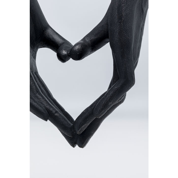 603bkmPo5MEP1w Dekofigur ELEMENTS Heart Hand Gold Schwarz Marmor 62x60x15cm