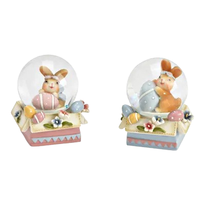 10042616_400x400-removebg-preview Deko Schneekugel HASE MIT OSTEREI Glas Polyresin 5x5x6cm
