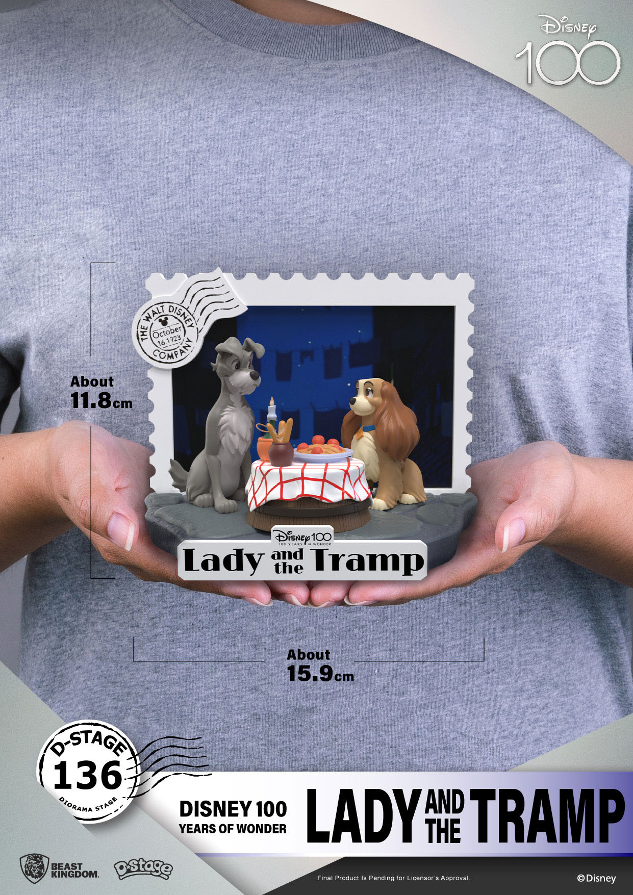 11Pt139Rar9iA3e Disney 100 Years of Wonder D-Stage Diorama "Lady And The Tramp - Susi & Strolch" 11,8cm