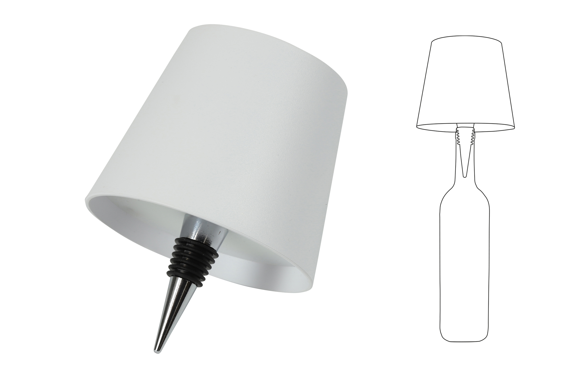 803951 LED Leuchte LUX mit integrierten Flaschenkorkenverschluss Weiß dimmbar 13x10,5x10,5cm