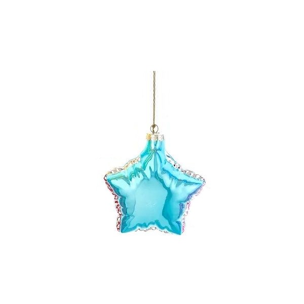 Weihnachtshänger BALLONS STERN TÜRKIS Glas 2x12x12cm