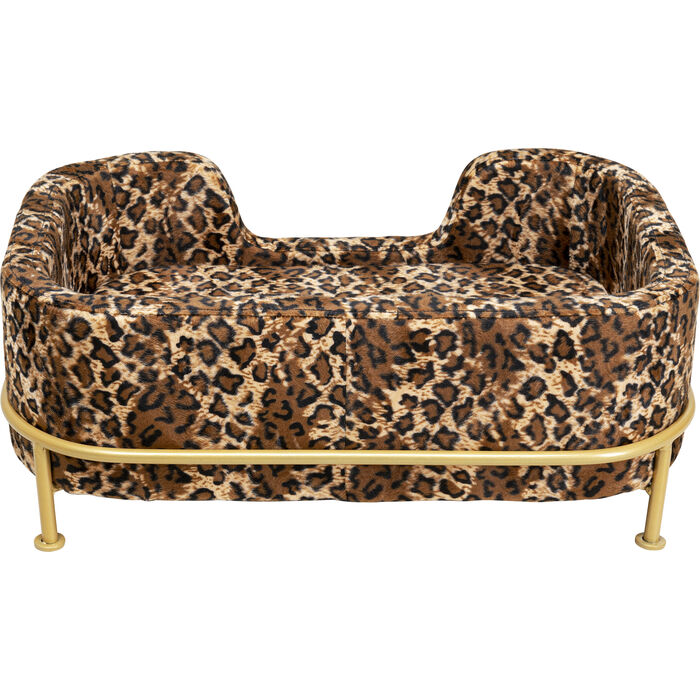 69OmggkmvpfBJc Haustierbett DIVA Metall Samt Leo-Print Handgefertigt Waschbar 44x63x24,5cm