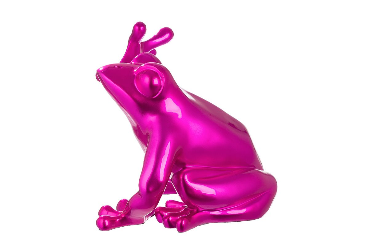 55434_2_2 Dekofigur FROG Frosch Kunstharz Pink 35x32x35cm