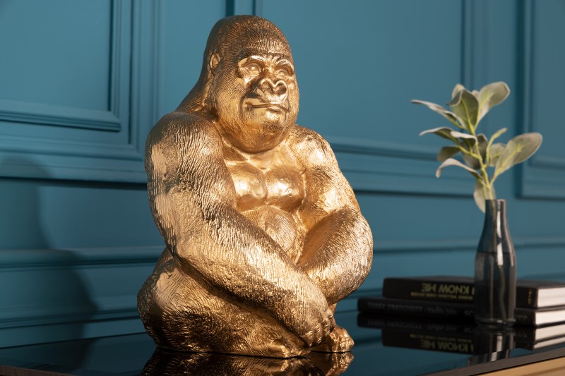 Dekofigur GORILLA KONG Gold 27x43x23cm