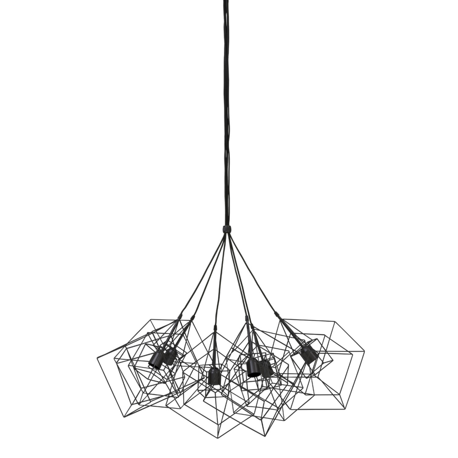 3091312_1 Hängeleuchte KUBINKA Metall Mattschwarz 6xE27 25x25x26cm