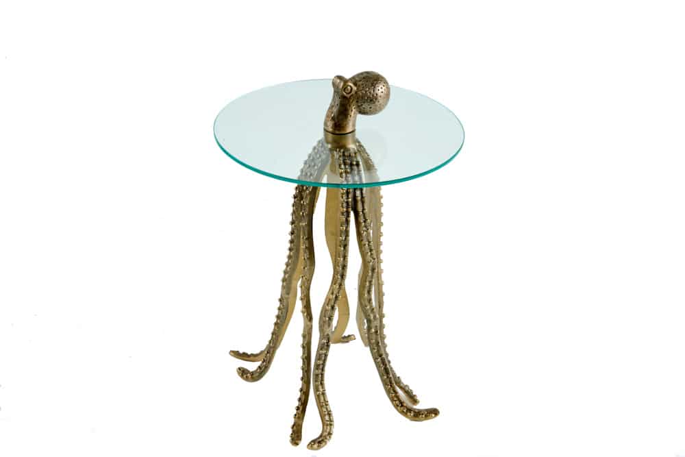 10M7CC4nq0ZwI6R Beistelltisch WILDLIFE OCTOPUS Metall Glas Messing Handarbeit 45x45x67cm
