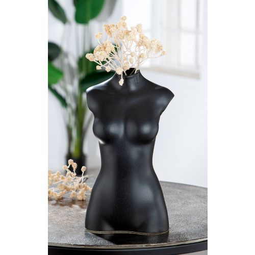 Vase "Black Lady" Fraumotiv Keramik schwarz H:25cm