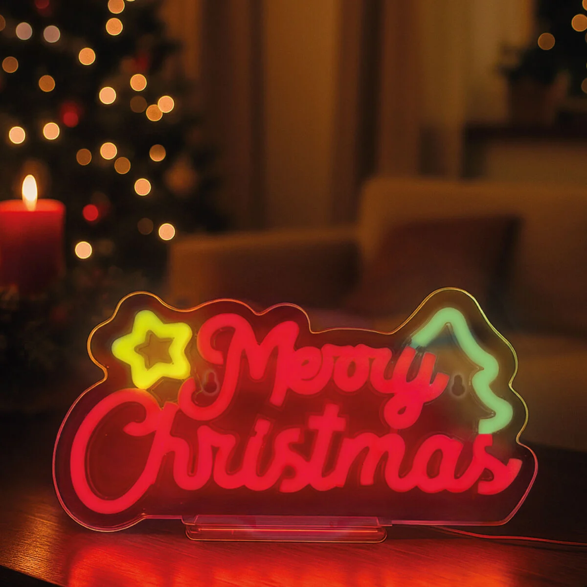 Neon-Effekt-Led-Light-Schild-It's a Sign MERRY XMAS 