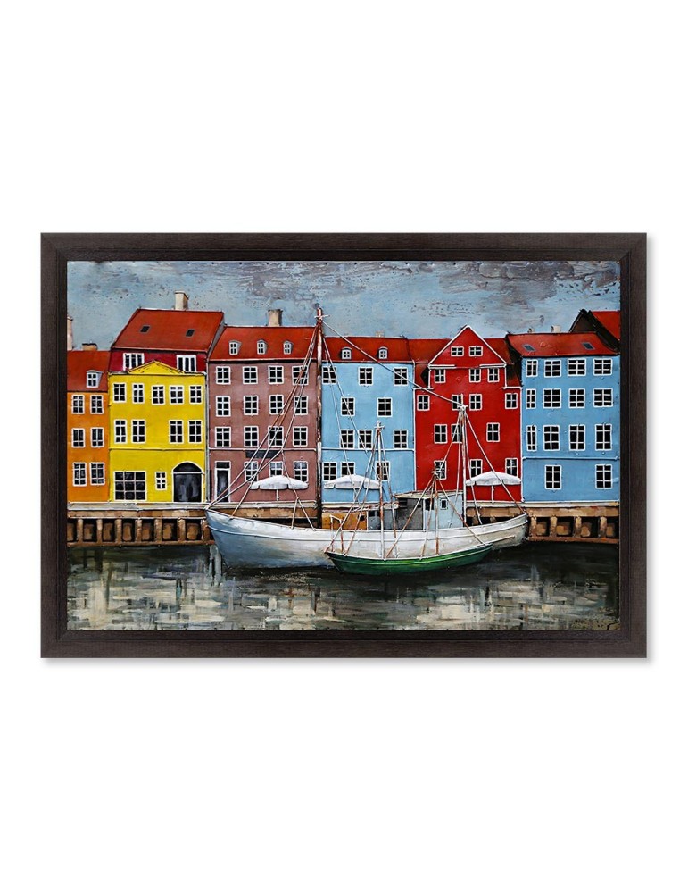 3D Wandbild HAFEN auf Metallplatte 8x120x80cm 