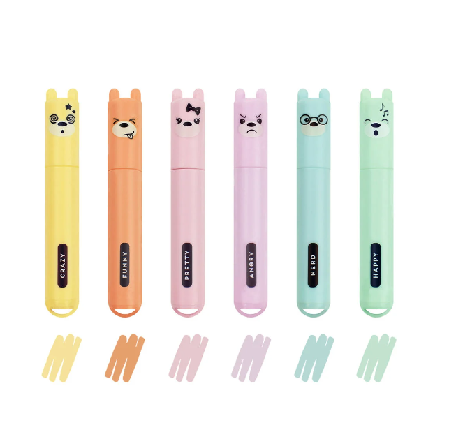 Mini Textmarker - TEDDYS STYLE Teddy Bear Mini Highlighter 6er-Set