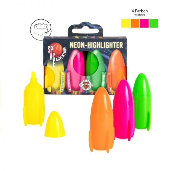 SPACE ADVENTURE Neon-Highlighter Textmarker 4er Set