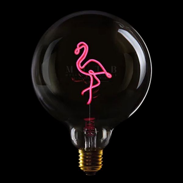 LED Globebirne mit Designzug FLAMINGO G125 E27 2W 12,5x12,5x17,2cm