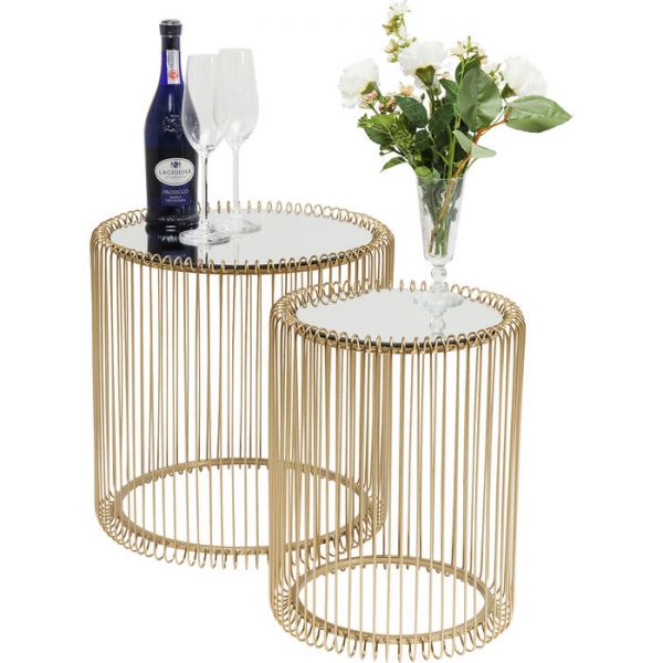 Beistelltisch-Set WIRE RUND KLEIN Gold 45x45x46cm