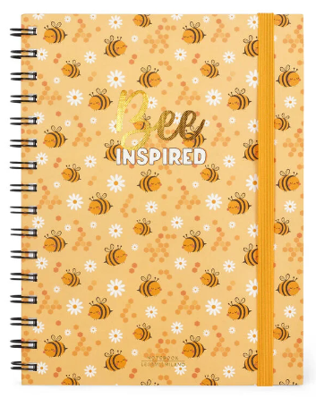 Liniertes Notizbuch - Large A5 - Notebook mit Spiralbindung 15,5x21cm 200 Seiten Bee