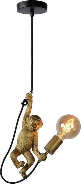 Pendelleuchte EXTRAVAGANZA CHIMP Kunststoff E27 Schwarz Gold 17,6 x17,6x174,5cm