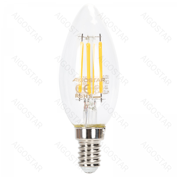 LED Filament Leuchtmittel E14 C35 4W 400lm 2700K Warmweiß dimmbar