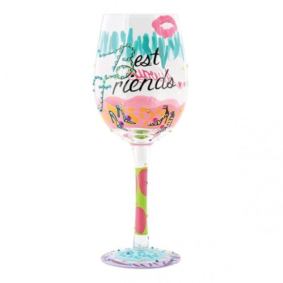 Weinglas BEST FRIENDS ALWAYS by Lolita handbemalt Unikat 444ml 8,5x8,5x22,5cm