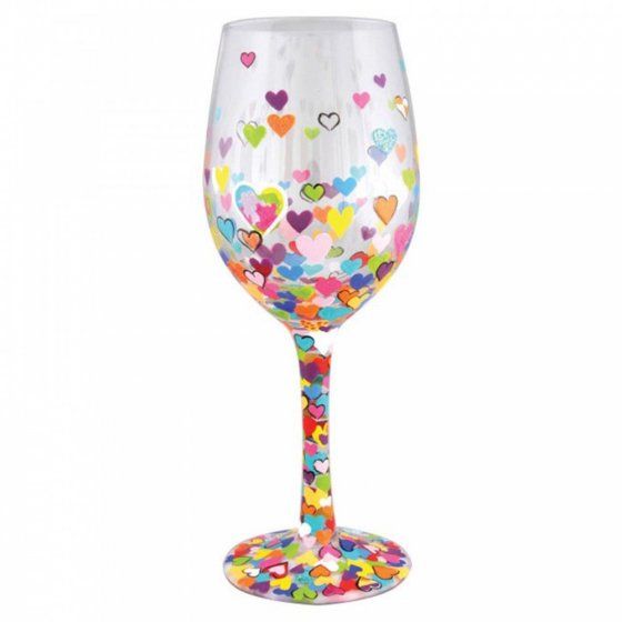 Weinglas HEARTS-A-MILLION by Lolita handbemalt Unikat 444ml 8,5x8,5x22,5cm