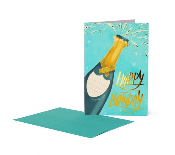 Rubbel-Glückwunschkarte - HAPPY BIRTHDAY BOTTLE inkl. Umschlag