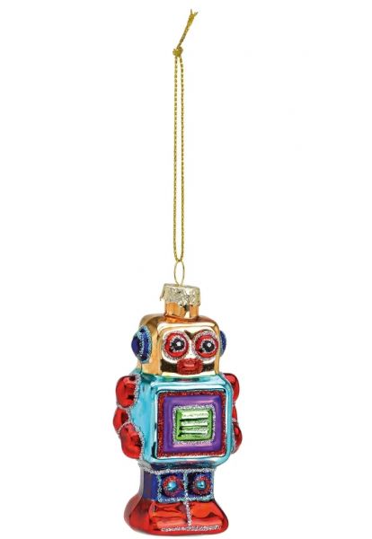 Christbaumschmuck Weihnachtshänger ROBOTER Glas Ornament Bunt 5x9x3cm