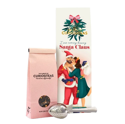 Geschenkbox &quot;I SAW MOMMY KISSING SANTA CLAUS&quot; mit Weihnachtstee und Teepresse 70g