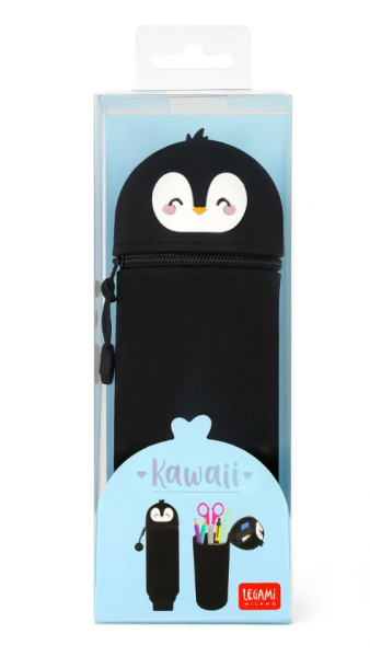 2-in-1-Federmäppchen aus Silikon - Kawaii - Pinguin