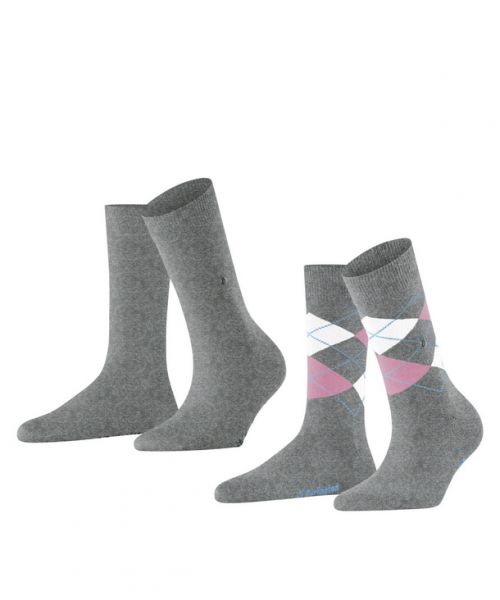 Everyday Argyle Mix Damen Socken 2er Pack aus weicher gekämmter Baumwolle 36-41