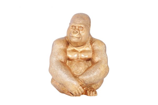 Deko Figur Gorilla KONG Gold 27x43x23cm