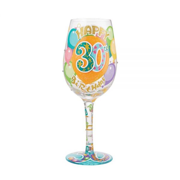 Weinglas HAPPY 30TH BIRTHDAY by Lolita handbemalt Unikat 22,5x9x9cm