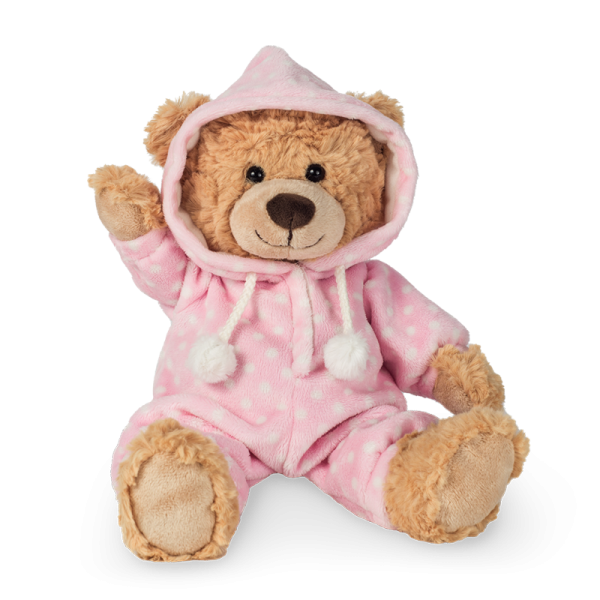 Schlafanzugbär Teddy Teddybär braun rosa handgefertigt 30x16x12cm