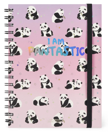 Liniertes Notizbuch - Large A5 - Notebook mit Spiralbindung 15,5x21cm 200 Seiten Panda