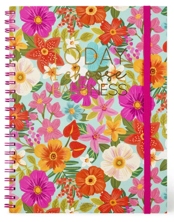 3-in-1 Notebook mit Spiralbindung - Maxi A4 - 22x29,5cm 204 Seiten Flowers