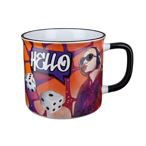 Tasse Becher &quot;Hello&quot; Graffitimotiv Keramik mehrfarbig ca.390ml